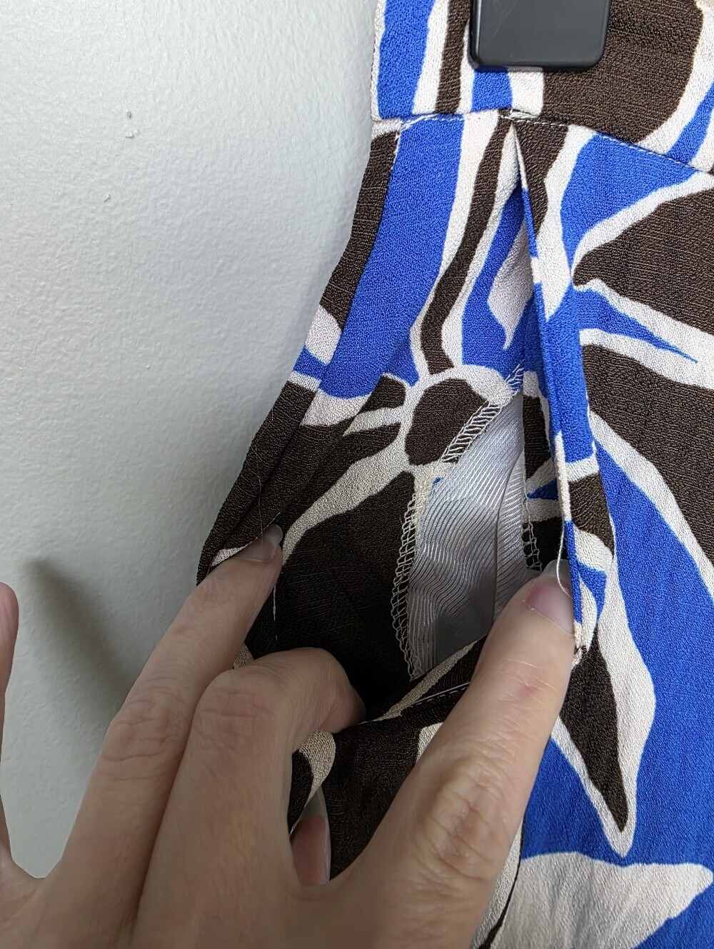 Zara Tropical Palm Print Wide Leg Pants Blue Brown Cream - Size XS - NWOT! - Picture 6 of 15